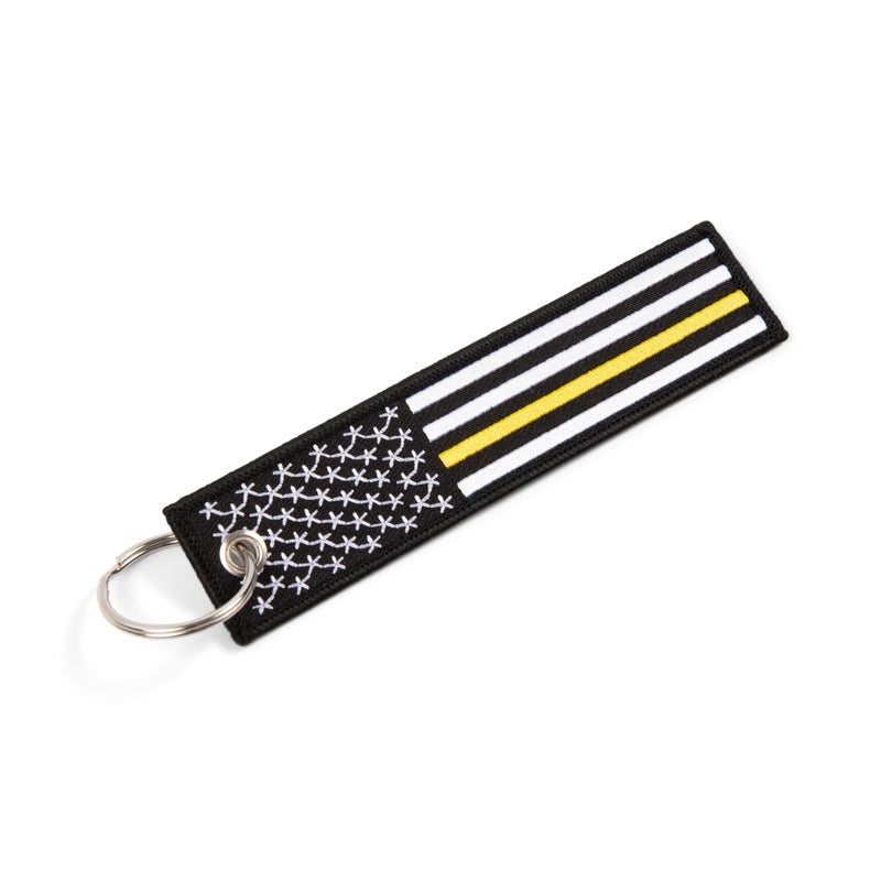 Great 1 Thin Gold Line American Flag Keychain Tag with Key Ring & Carabiner 2-Pack - Emergency Dispatcher/Tow Truck Driver/Security Guard - Image 2